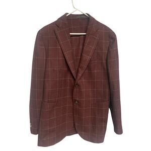 Men’s 100% Wool Windowpane Blazer 44L / 54L – Made in Italy by Lubiam